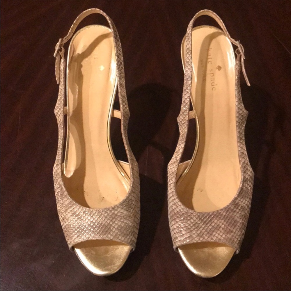 Kate Spade, Python Print, Leather Sling Back Heels - image 1